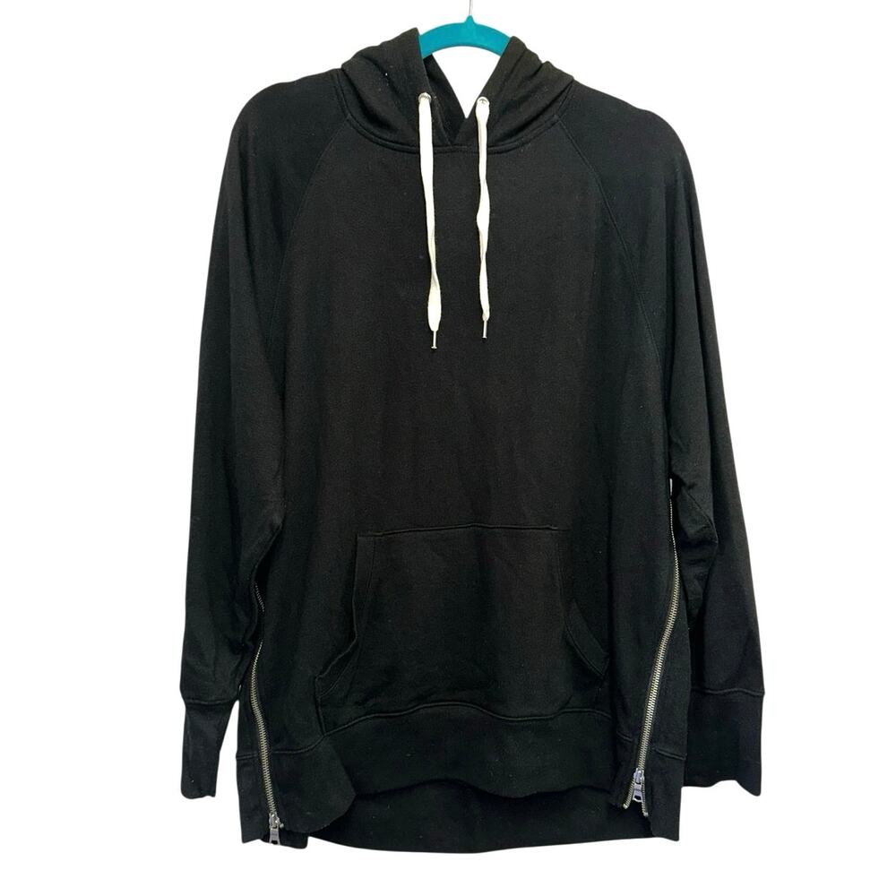 Gap Black Zip Side Hoodie Tunic‎ Medium Longline Sweatshirt Zip Hem